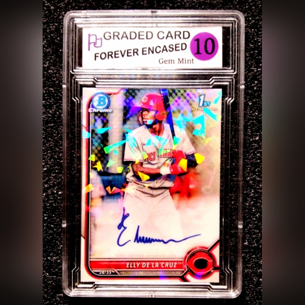 Elly De La Cruz Cincinnati Red Allstar Cracked Ice AutoBaseball Card